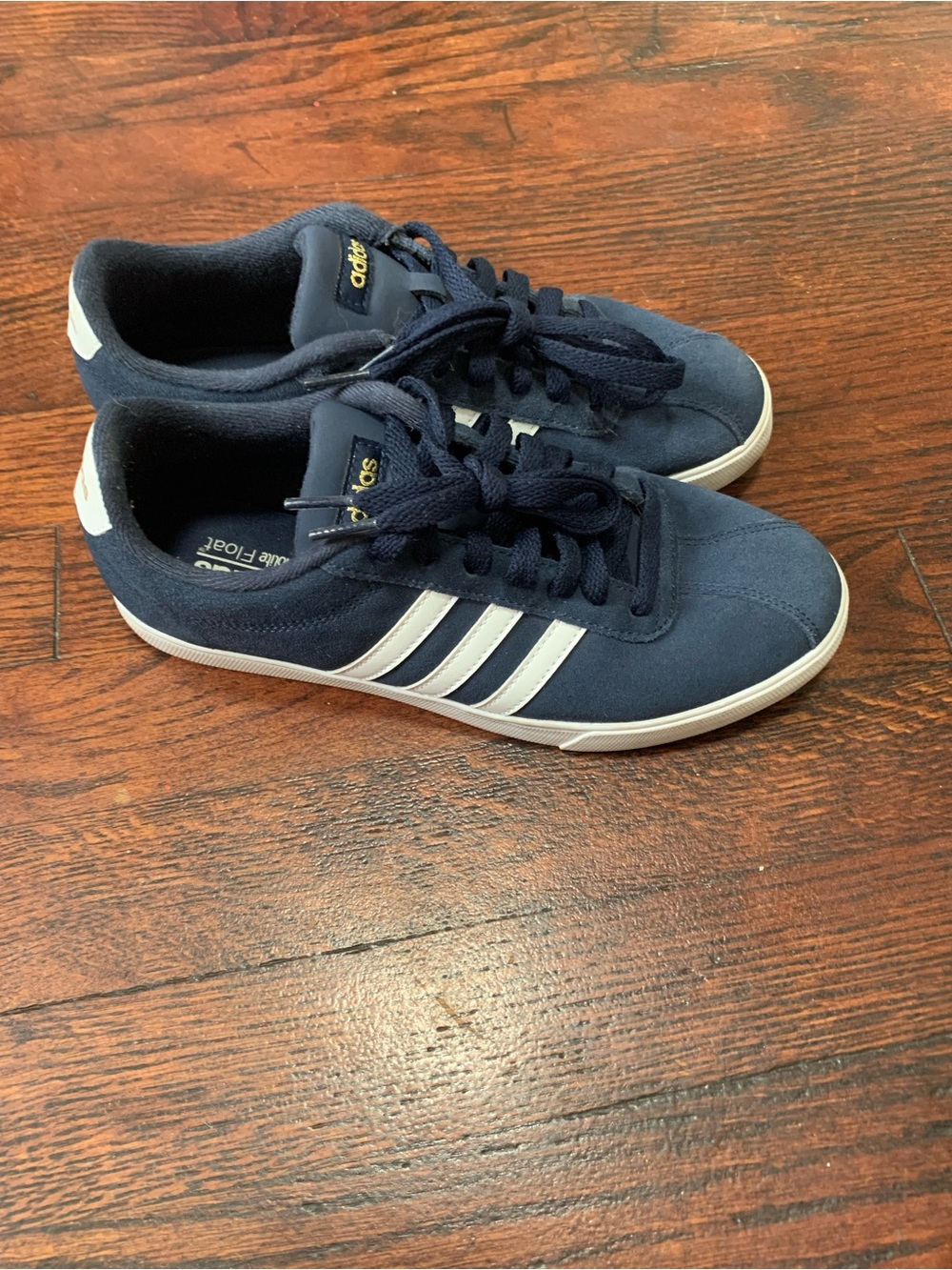 adidas Navy Suede Sneakers with White Stripes